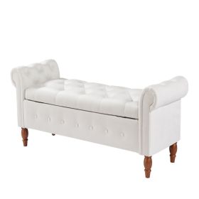 Velvet multifunctional storage rectangular sofa stool - beige