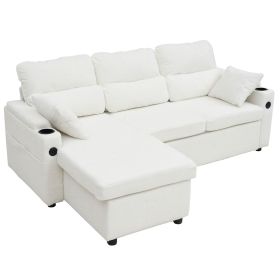 Convertible Sleeper Sofa 2 in 1, L-Shaped Couches for Living Room, Pull Out Sectional Futon Sofa Bed with Storage Space