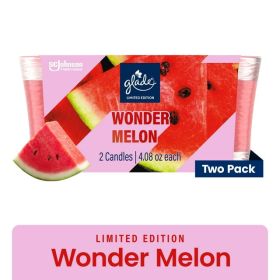 Glade Wonder Melon Scented Candles, 2 Pack, Limited Edition, Infused with Essential Oils, 8.16 oz Total