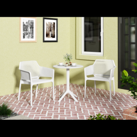 3 Piece Plastic Arm Chair Bistro GRS Premium Ocean Plastic, Green (Option: Antique White)