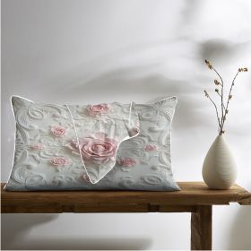 2pcs Rose Palace Style Bedroom Satin Print Soft And Skin Friendly Pillowcase (Option: 102x50cm-Pink)