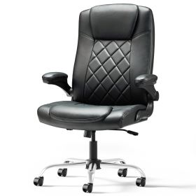 Leather Executive Office Chair With Arm & Rocking Function (Option: Blsck)