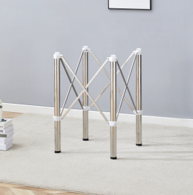 Table Legs Only - Minimalist Silver Stainless Steel Folding Table Frame - Versatile, Space-saving. Folding Table Stand In Silver Stainless Steel (Option: Argent)
