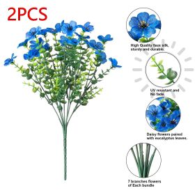 Artificial Outdoor UV-proof Decorative Simulation Green Plant Plastic Flowers (Color: Blue 2PCS)
