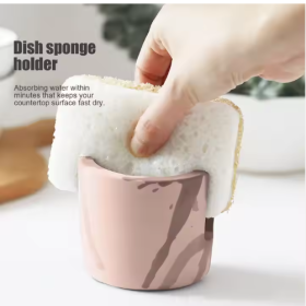 Diatom Mud Sponge Rack Kitchen & Bathroom Sink Caddy For Sponges Scrubbers (Option: Brown)