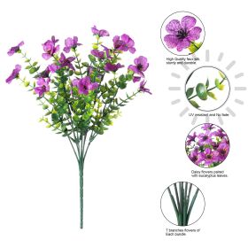 Artificial Outdoor UV-proof Decorative Simulation Green Plant Plastic Flowers (Color: Purple)