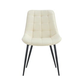 Modern Creamy White Fabric Dining Chair With Stylish Grid Pattern (Option: Cream White)