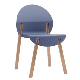 4-Pack Grey Blue Chairs  Red Oak Wood Legs & PP Seat, Indoor Dining & Living Room Furniture Set (Option: GreyBlue)