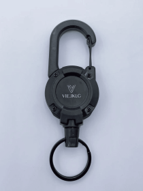 Retractable Keychain , Heavy Duty ID Badge Holder Reel, Multitool Carabine Key Holder for Keychain (Color: Black)