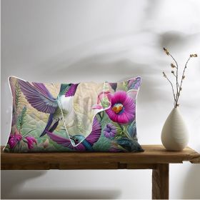 2 Pcs Of Tropical Hummingbird Art Bedroom Satin Printed Soft And Skin Friendly Pillowcase Suitable For All Seasons (Option: 51x91cm-Purple)