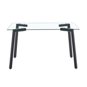 Glass Dining Table Transparent, 130  80   8MM (Color: Black)