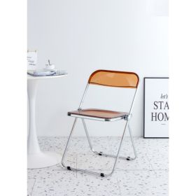 YELLOW Clear Transparent Folding Chair Chair Pc Plastic Living Room Seat (Color: yellow)