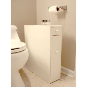 Space Saving Bathroom Floor Cabinet in White Wood Finish