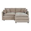 2187 Two caramel coloured sofas plus a footrest