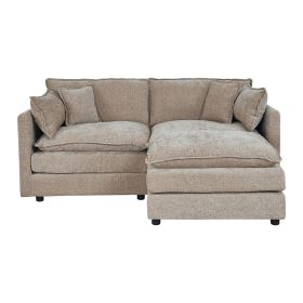 2187 Two caramel coloured sofas plus a footrest