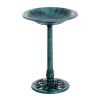 28" Resin Fleur De Lis Bird Bath, Time-Worn Finish - Garden Ornamental Decor