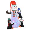 6' Christmas Holiday Yard Inflatable Outdoor Light Up LED Xmas Decoration 3 Penguins Building Snowman