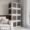 506QT 4-Pack Transparent Stackable Storage Bins with 5 Doors to Open with Wheels