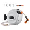 Retractable Hose Reel, 65 ft x 5/8 inch, 180° Swivel Bracket Wall-Mounted, Garden Water Hose Reel with 9-Pattern Nozzle, Automatic Rewind