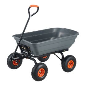 Garden Cart, Durable Poly Dump Cart with Simple Assembly Steel Framework, Versatile Dump Cart with Dual-Function Handle