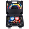 AC Gauge Set - 3 Way AC Manifold Gauge Set for R134A R22 R12 R502 Refrigerant, Freon Gauges with 5ft Hoses, Couplers