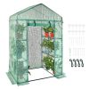 Walk-in Green House, 4.6 x 2.4 x 6.7 ft, Greenhouse with Shelves, High Strength PE Cover with Doors, Windows and Steel Frame, Set Up in Minutes