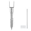No Dig Ground Anchor, 1 Pack 3.94 x 2.76 x 27.56 in DIY Screw in Post Stake, Includes 6 Lag Bolts & a Rebar, U-Shape Heavy Duty Steel Post Holder