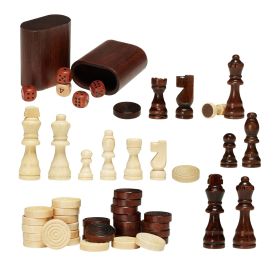 3-IN-1 Chess Checkers Backgammon Table Set, 18 Inch Premium Wooden Chess Table, Deluxe Combo Game Table Furniture Set