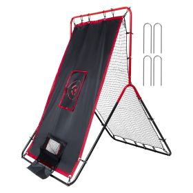 Baseball And Softball Rebounder Net, 3.5 x 4.5 ft 2-in-1 Switch Hitter Pitch Trainer, PitchBack Baseball Pitching Return Trainer Nest