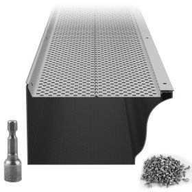 Gutter Guard, 6 inch Width, Aluminum Leaf Filter DIY Gutter Cover, 26 PCS 104 ft Total Length