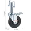 4 Pack 5" Heavy Duty Scaffolding Rubber Swivel Caster With Dual Locking 1" Solid Round Stem 280LBS Capacity Per Wheel