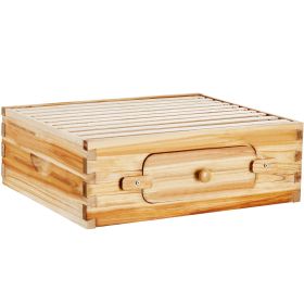 Bee Hive Medium Box Starter Kit, 100% Beeswax Coated Natural Fir Wood, Langstroth Beehive Kit with 10 Frames and Foundations