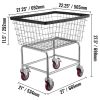 Wire Laundry Cart, 2.8Bushel Wire Laundry Basket with Wheels, 26.7''x21.7''x26.4'' Commercial Wire Laundry Basket Cart, Steel Frame with Chrome Finish