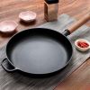 WANGYUANJI 9.8"Cast Iron Frying Pan, Non-stick Pan, Uncoated Pancake Skillet, Steak Frying Pan, with Wooden Handle, Household For All Stove
