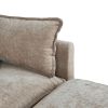2187 Two caramel coloured sofas plus a footrest