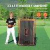 Baseball And Softball Rebounder Net, 3.5 x 4.5 ft 2-in-1 Switch Hitter Pitch Trainer, PitchBack Baseball Pitching Return Trainer Nest