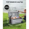 Portable Cooler, 74 QT Wheeled Cooler with Ice Retention, Heavy-Duty Handles and Cup Holder, Lightweight Rigid Material Insulated Portable Cooler