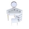 dresser with its own storage and delicate mirror table, carrying a stool, featuring USB port, suitable for bedroom