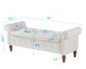 Velvet multifunctional storage rectangular sofa stool - beige