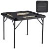 Mahjong Table, Square 4 Player Folding Card Table with 4 Cup Holders & 4 Chip Trays