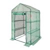 Walk-in Green House, 4.6 x 2.4 x 6.7 ft, Greenhouse with Shelves, High Strength PE Cover with Doors, Windows and Steel Frame, Set Up in Minutes