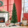 6ft Pencil Christmas Tree, PVC Hinged Unlit Slim Artificial Christmas Tree for Home Party Holiday Decoration, Green