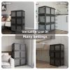 384QT 3-Pack Transparent Stackable Storage Bins with 5 Doors to Open with Wheels