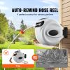 Retractable Hose Reel, 65 ft x 5/8 inch, 180° Swivel Bracket Wall-Mounted, Garden Water Hose Reel with 9-Pattern Nozzle, Automatic Rewind