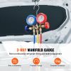 AC Gauge Set - 3 Way AC Manifold Gauge Set for R134A R22 R12 R502 Refrigerant, Freon Gauges with 5ft Hoses, Couplers