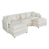 21873 3-seater beige sofa plus 2 footrests