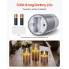 Gray Flickering Flameless Candles, Set of 3 Battery Operated Flameless Led Candles with 10-Key Remote and Timer