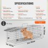 Live Animal Cage Trap, 24" x 8" x 8" Humane Cat Trap Galvanized Iron, Folding Animal Trap with Handle for Rabbits, Stray Cats, Squirrels, Raccoons