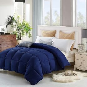 All Season Queen Cooling Comforter - Premium 2100 Series Down Alternative Comforter - Quilted Duvet Insert With Corner Tabs - Luxury Soft Hotel C (Option: Dark Blue Full 82x86in)
