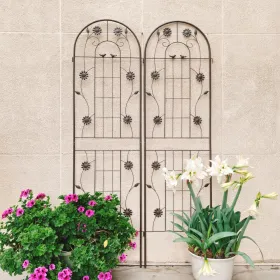 2 Pack Metal Garden Trellis 71" X 19.7" Rustproof Trellis For Climbing Plants Outdoor Flower Support (Option: Brown)